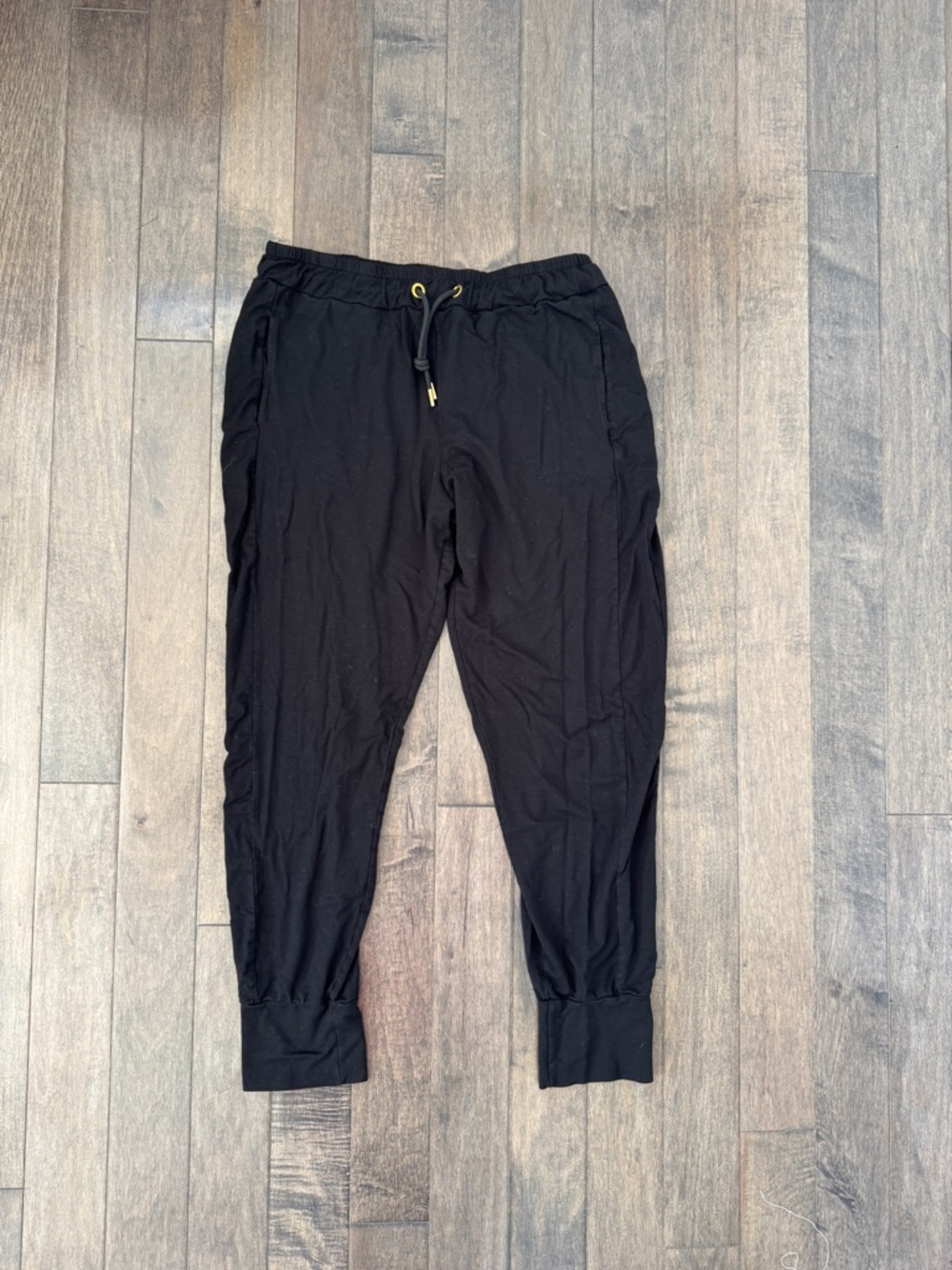ME+EM Black Drawstring Joggers with Gold-Tip Cord